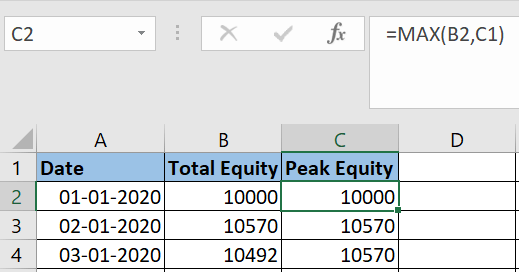 Calculate-Drawdown-in-Excel-Sheet