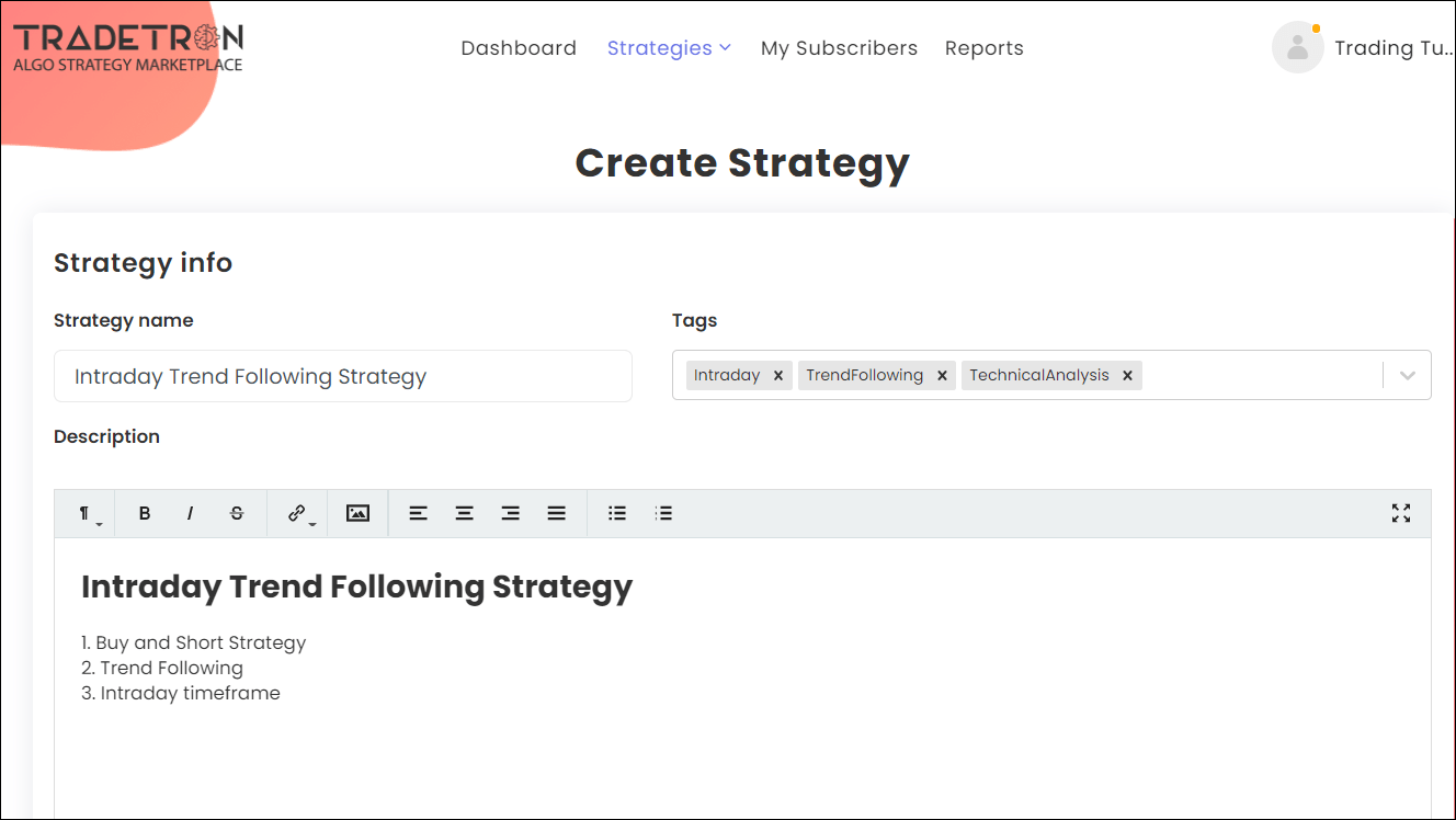 Create-Tradetron-Strategy