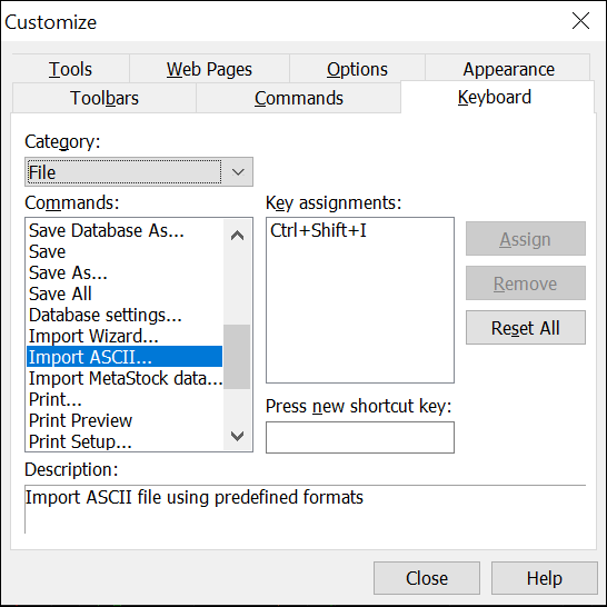 Keyboard Shortcuts in Amibroker