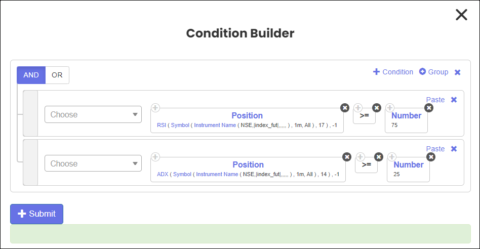 Tradetron-Condition-Builder
